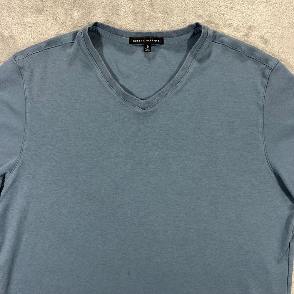 Robert‎ Barakett The Barakett V T Shirt Mens Large Ocean Wave BLue Pima Cotton